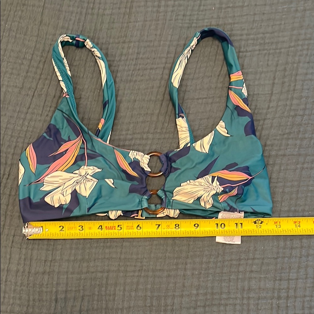O'Neill Teal and Floral Bikini Top